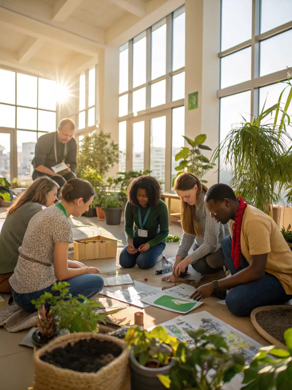 A group photo of Magic Garden participants at an environmental conference, networking with industry professionals and showcasing their hydroponic projects, emphasizing the networking opportunities.